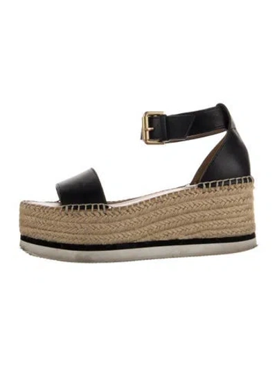 Pre-owned See By Chloé Leather Espadrilles In Black