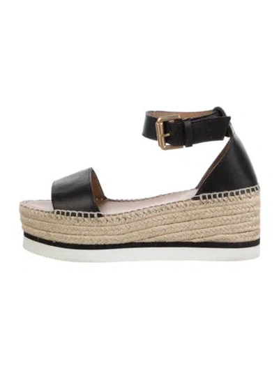 Pre-owned See By Chloé Leather Espadrilles In Black