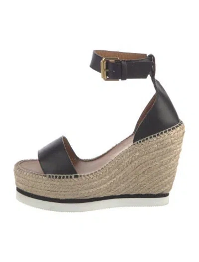 Pre-owned See By Chloé Leather Espadrilles In Black