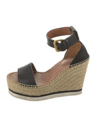 Pre-owned See By Chloé Leather Espadrilles In Black