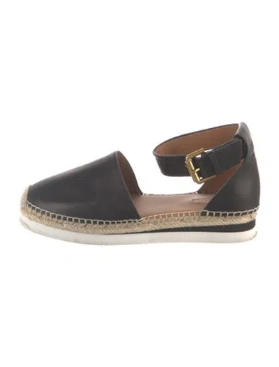 Pre-owned See By Chloé Leather Espadrilles In Black