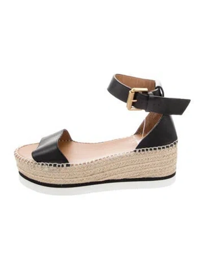 Pre-owned See By Chloé Leather Espadrilles In Black