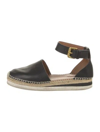 Pre-owned See By Chloé Leather Espadrilles In Black