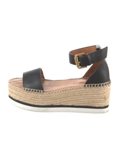 Pre-owned See By Chloé Leather Espadrilles In Black