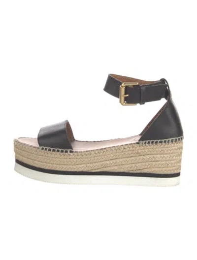 Pre-owned See By Chloé Leather Espadrilles In Black