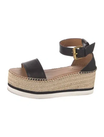 Pre-owned See By Chloé Leather Espadrilles In Black