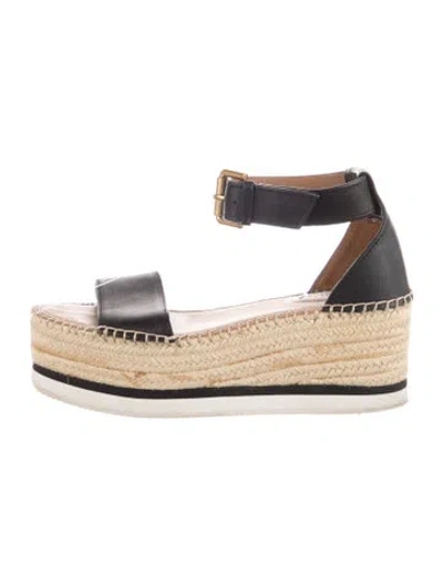 Pre-owned See By Chloé Leather Espadrilles In Black