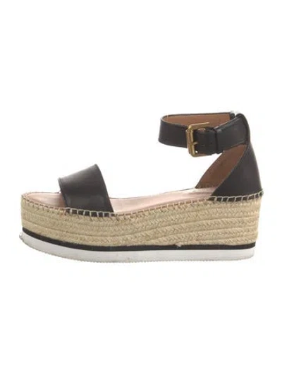 Pre-owned See By Chloé Leather Espadrilles In Black