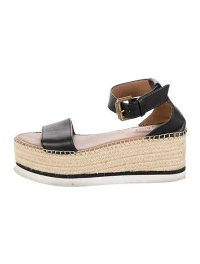 Pre-owned See By Chloé Leather Espadrilles In Black