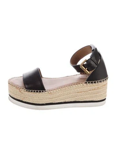 Pre-owned See By Chloé Leather Espadrilles In Black