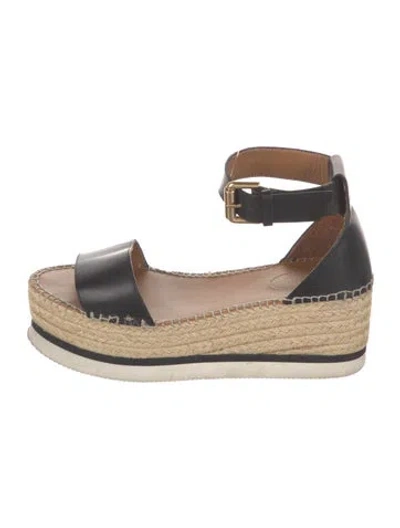 Pre-owned See By Chloé Leather Espadrilles In Black