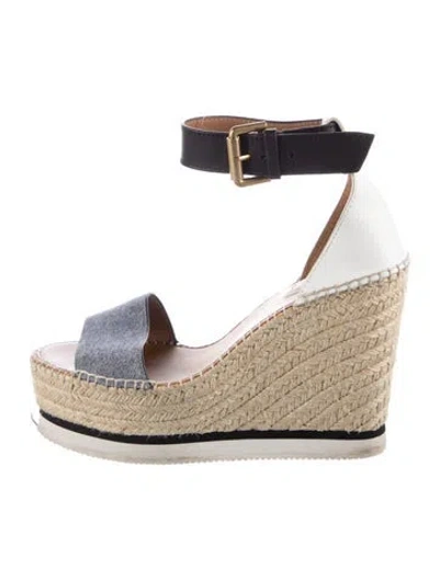 Pre-owned See By Chloé Leather Espadrilles In Black/blue/neutrals