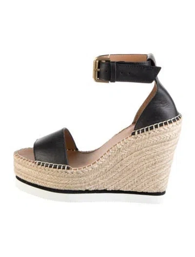 Pre-owned See By Chloé Leather Espadrilles In Black/neutrals