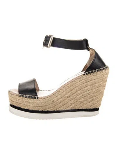 Pre-owned See By Chloé Leather Espadrilles In Black/neutrals