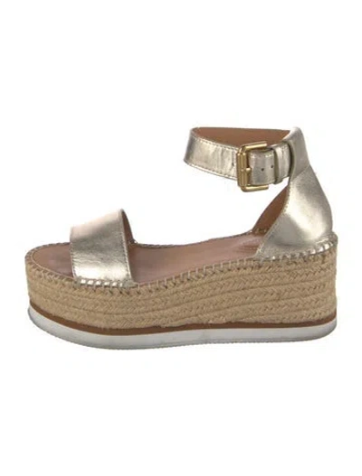 Pre-owned See By Chloé Leather Espadrilles In Blue/neutrals