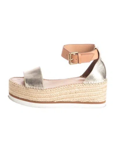 Pre-owned See By Chloé Leather Espadrilles In Blue/neutrals