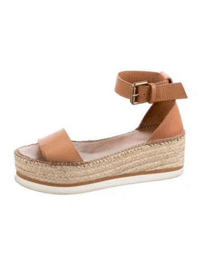 Pre-owned See By Chloé Leather Espadrilles In Brown