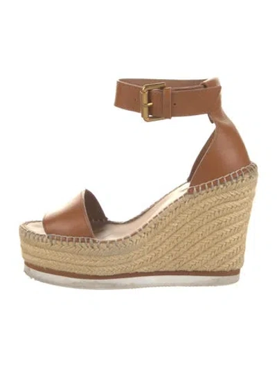 Pre-owned See By Chloé Leather Espadrilles In Brown