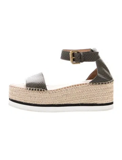 Pre-owned See By Chloé Leather Espadrilles In Gray