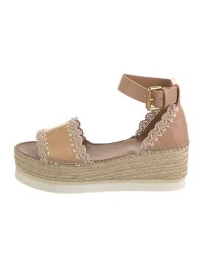 Pre-owned See By Chloé Leather Espadrilles In Neutral
