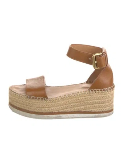 Pre-owned See By Chloé Leather Espadrilles In Neutral