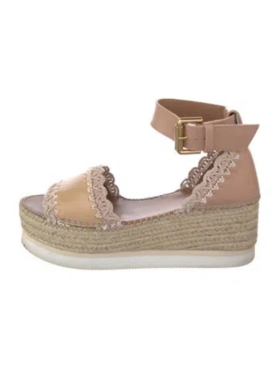 Pre-owned See By Chloé Leather Espadrilles In Neutral