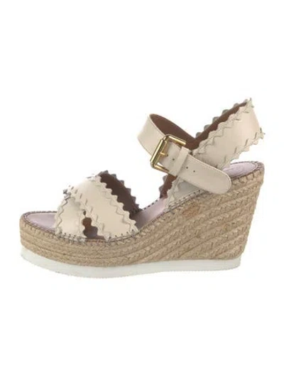 Pre-owned See By Chloé Leather Espadrilles In Neutral