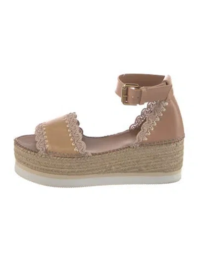 Pre-owned See By Chloé Leather Espadrilles In Neutrals