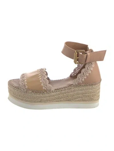 Pre-owned See By Chloé Leather Espadrilles In Neutrals