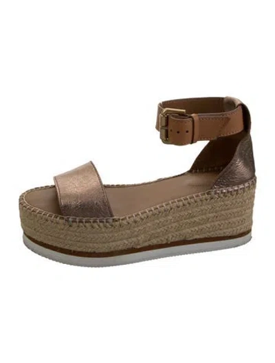 Pre-owned See By Chloé Leather Espadrilles In Neutrals