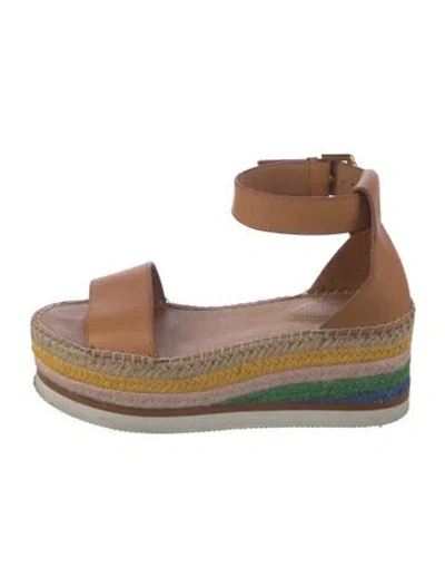 Pre-owned See By Chloé Leather Espadrilles In Neutrals/white