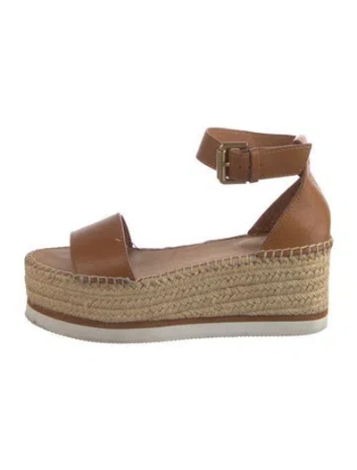 Pre-owned See By Chloé Leather Espadrilles In Neutrals/white