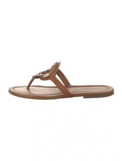 Pre-owned See By Chloé Leather Flip Flops In Brown
