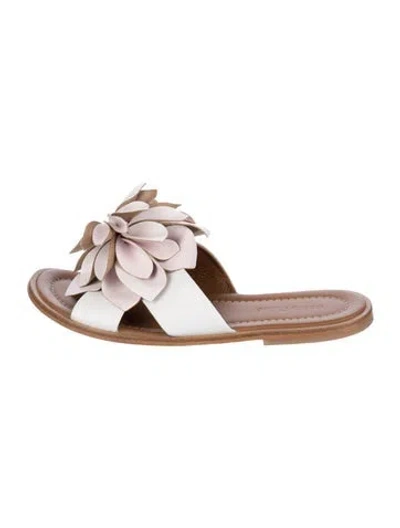 Pre-owned See By Chloé Leather Floral Print Slides In Neutrals