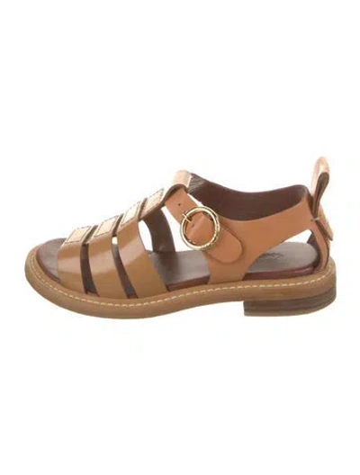 Pre-owned See By Chloé Leather Gladiator Sandals In Neutral