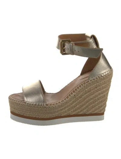 Pre-owned See By Chloé Leather Glitter Accents Espadrilles