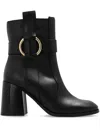 See By Chloé Leather High Heel Boots In Black