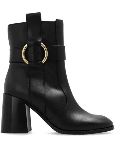 See By Chloé Leather High Heel Boots In Black