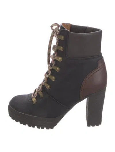 Pre-owned See By Chloé Leather Hiking Boots In Blue