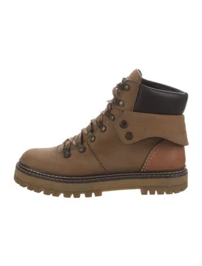 Pre-owned See By Chloé Leather Hiking Boots In Yellow