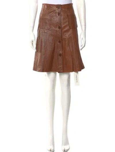Pre-owned See By Chloé Leather Knee-length Skirt In Brown