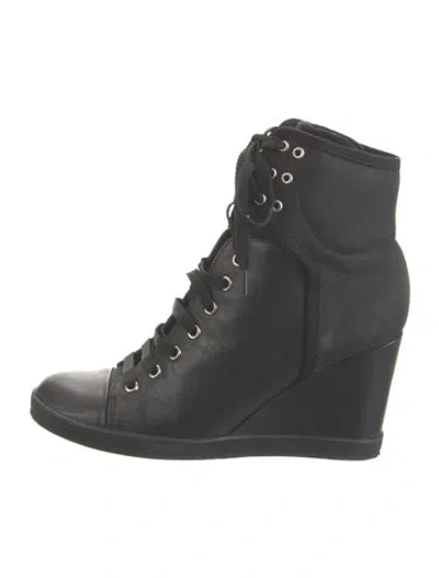 Pre-owned See By Chloé Leather Lace-up Boots In Black