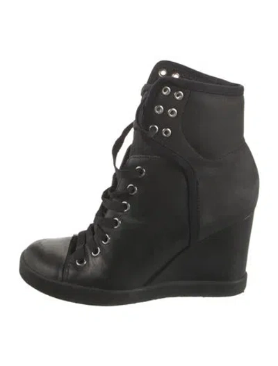 Pre-owned See By Chloé Leather Lace-up Boots In Black