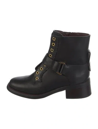 Pre-owned See By Chloé Leather Lace-up Boots In Black