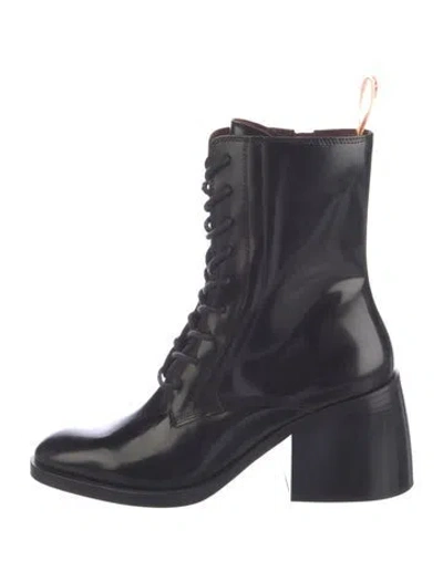 Pre-owned See By Chloé Leather Lace-up Boots In Blue