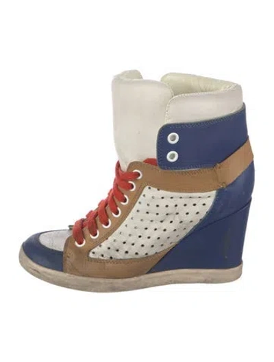 Pre-owned See By Chloé Leather Lace-up Boots In Blue