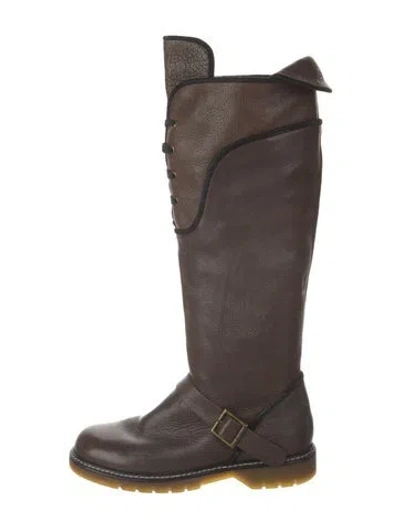 Pre-owned See By Chloé Leather Lace-up Boots In Brown