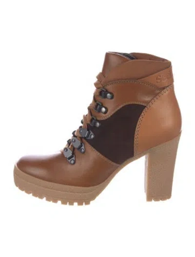 Pre-owned See By Chloé Leather Lace-up Boots In Brown