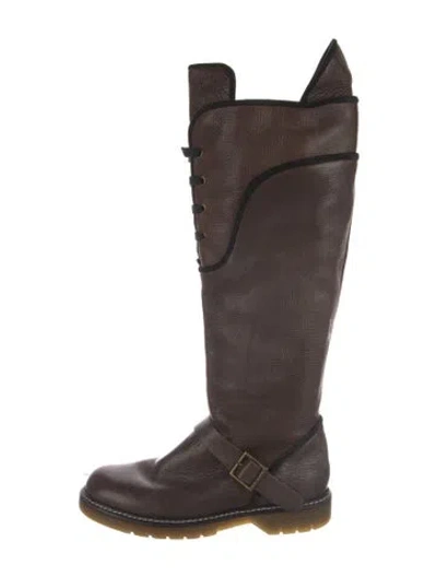 Pre-owned See By Chloé Leather Lace-up Boots In Brown
