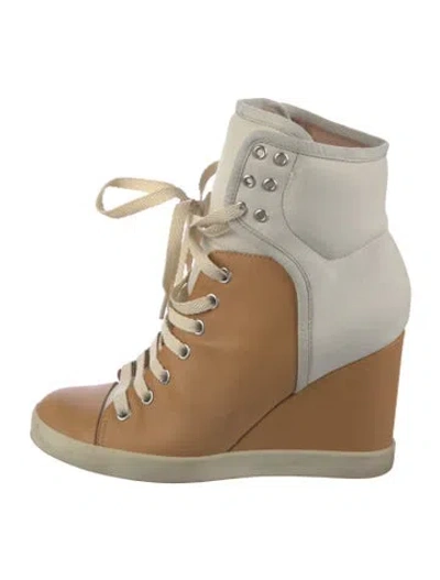 Pre-owned See By Chloé Leather Lace-up Boots In Brown/neutrals